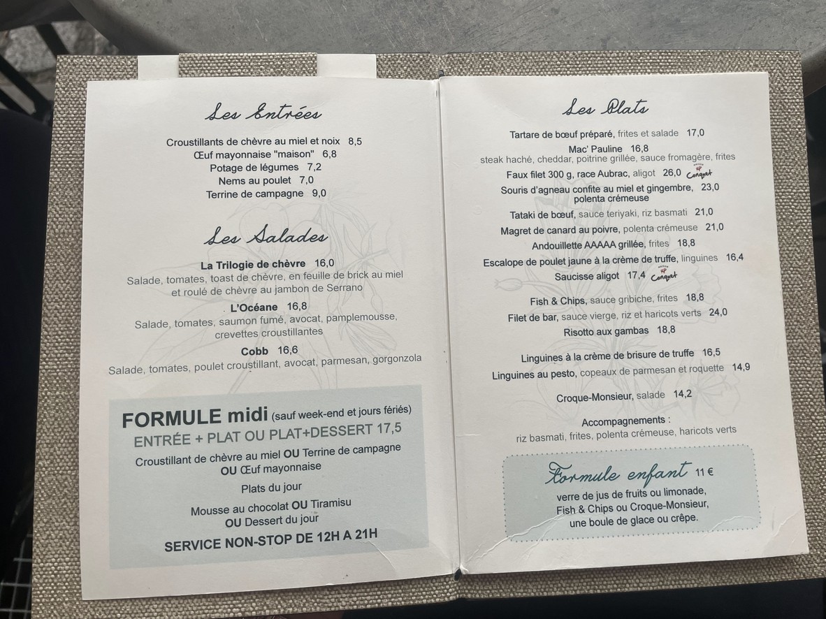 Le Café de Pauline menu 2