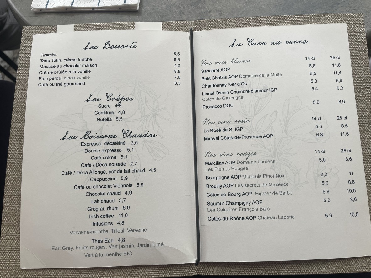 Le Café de Pauline menu 3