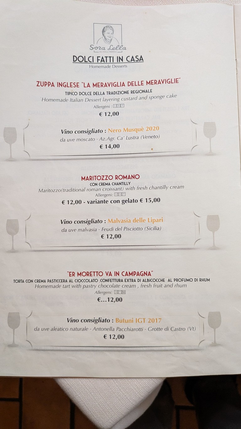 Trattoria Sora Lella menu 1