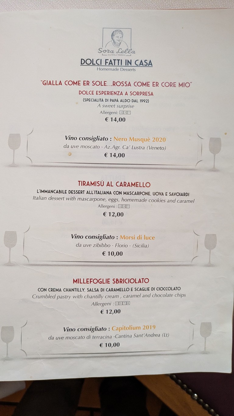 Trattoria Sora Lella menu 2