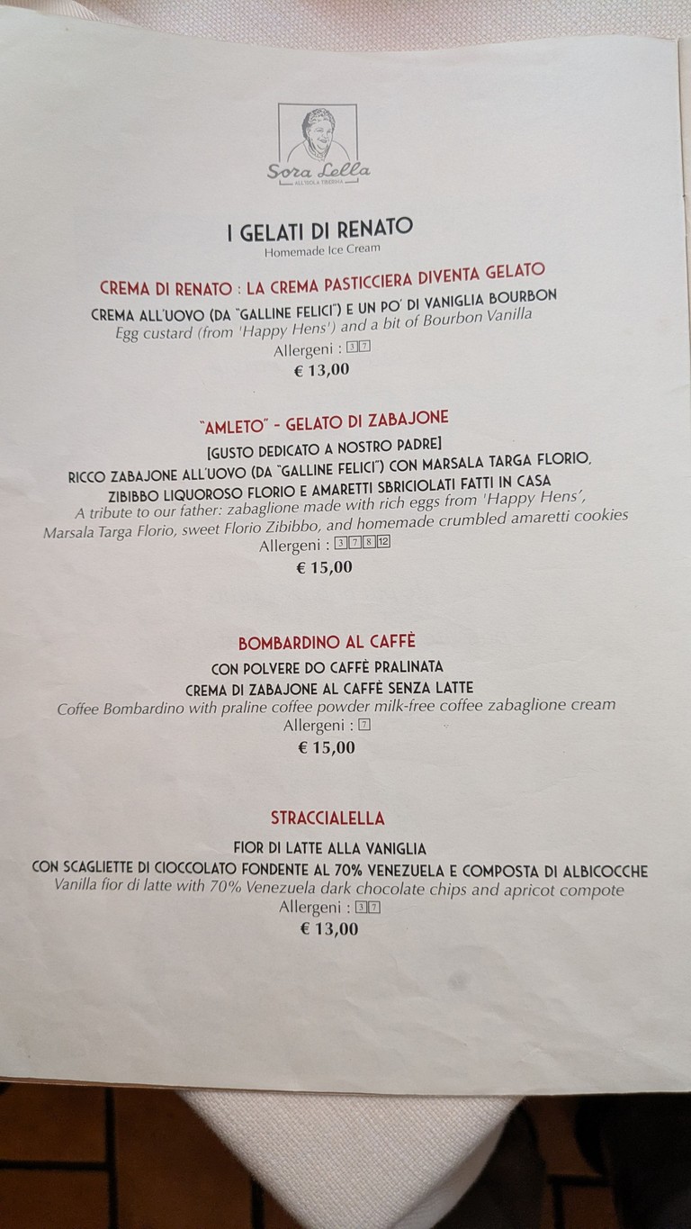 Trattoria Sora Lella menu 3