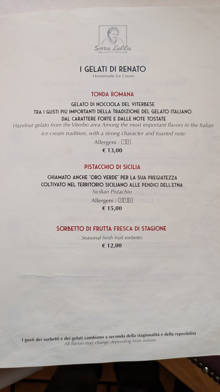 Trattoria Sora Lella menu 4