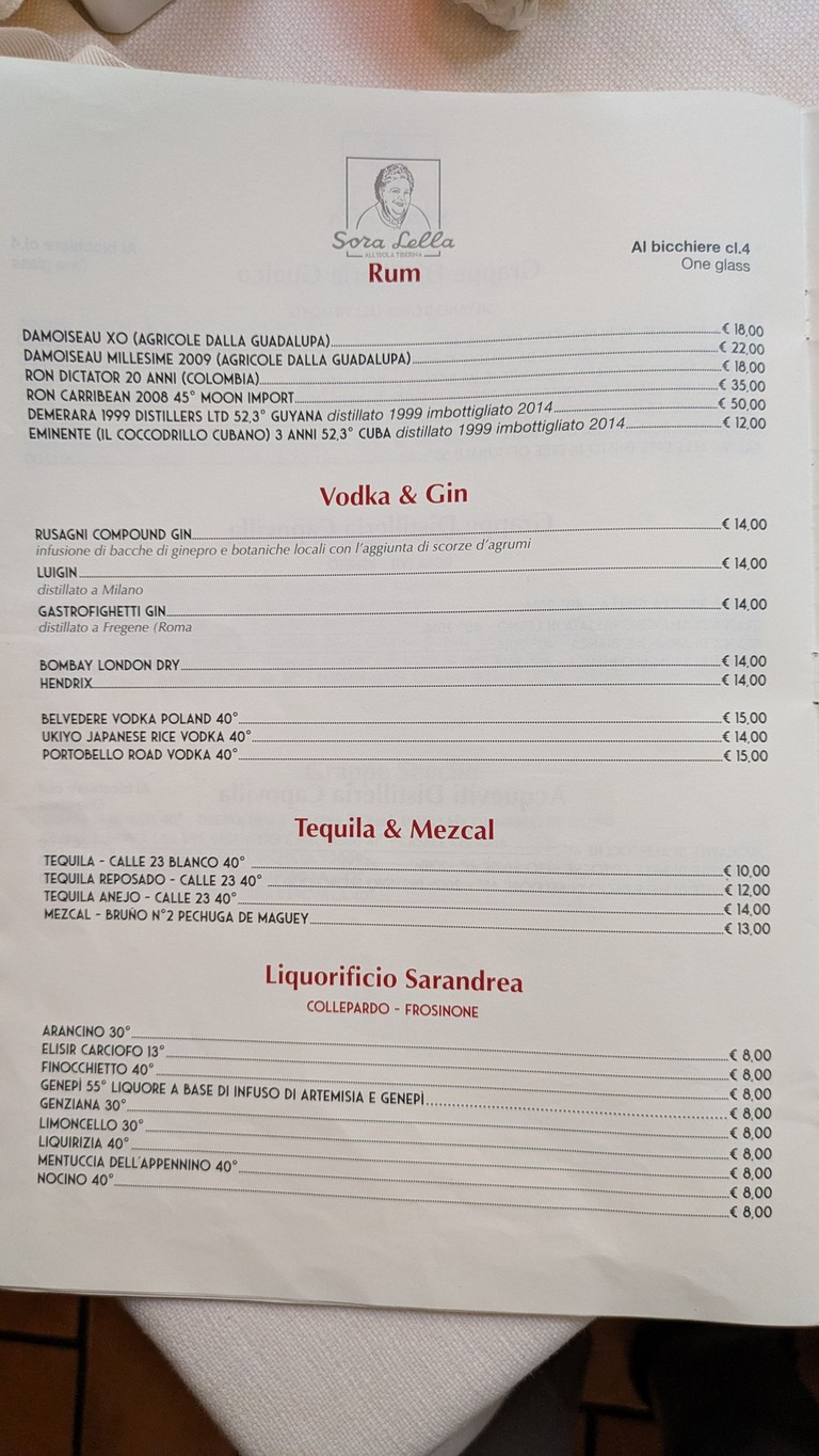 Trattoria Sora Lella menu 6
