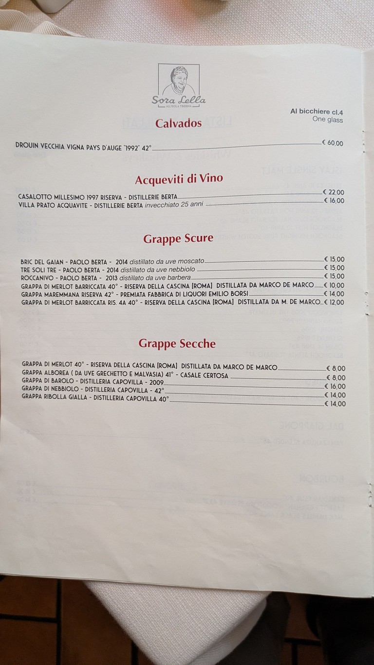 Trattoria Sora Lella menu 8