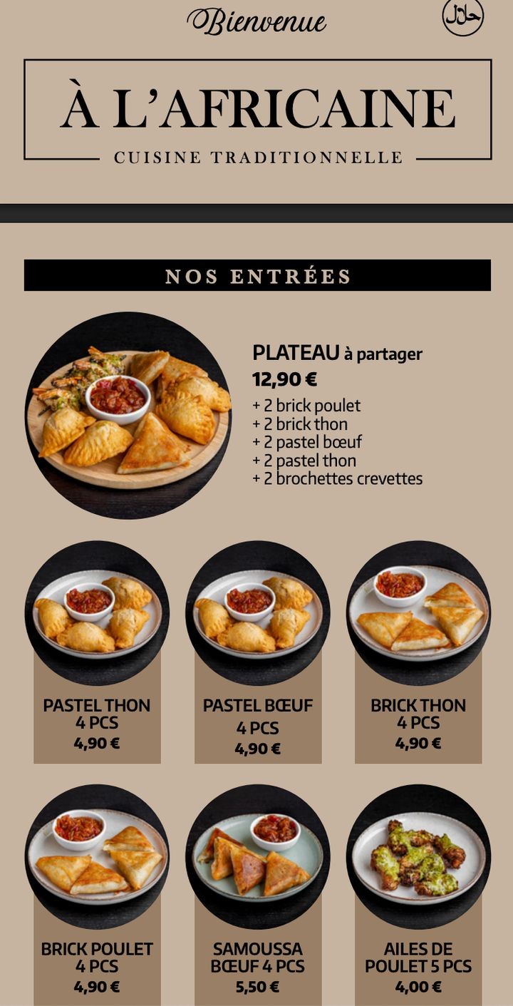 A L'AFRICAINE menu 1