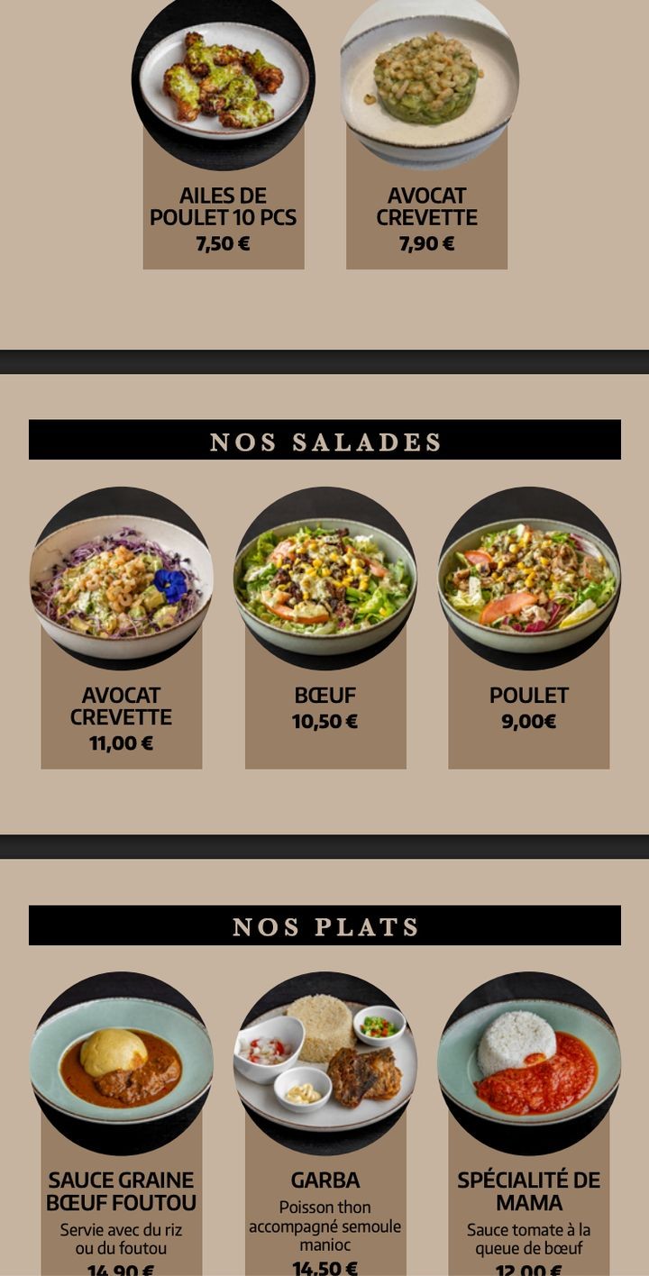 A L'AFRICAINE menu 2