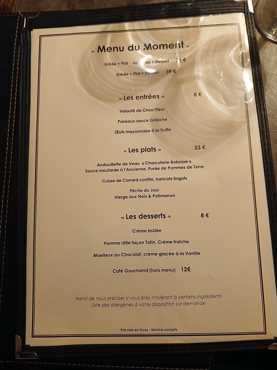 Mon Bistrot menu 2