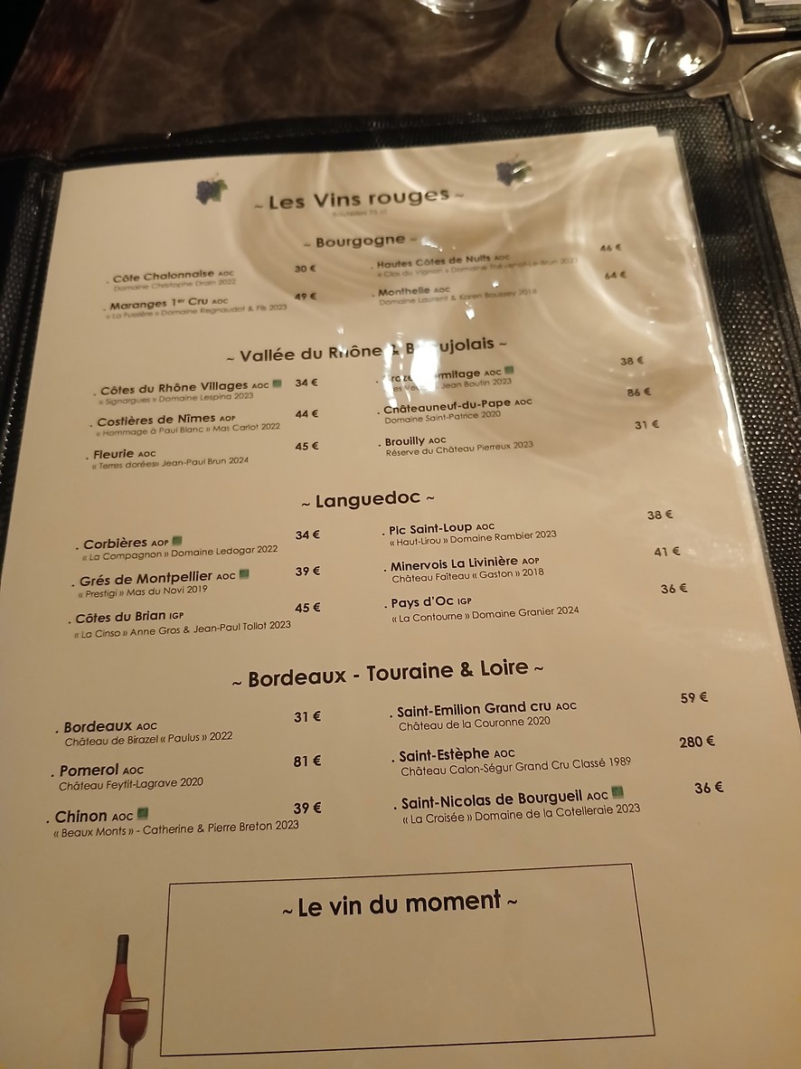 Mon Bistrot menu 4