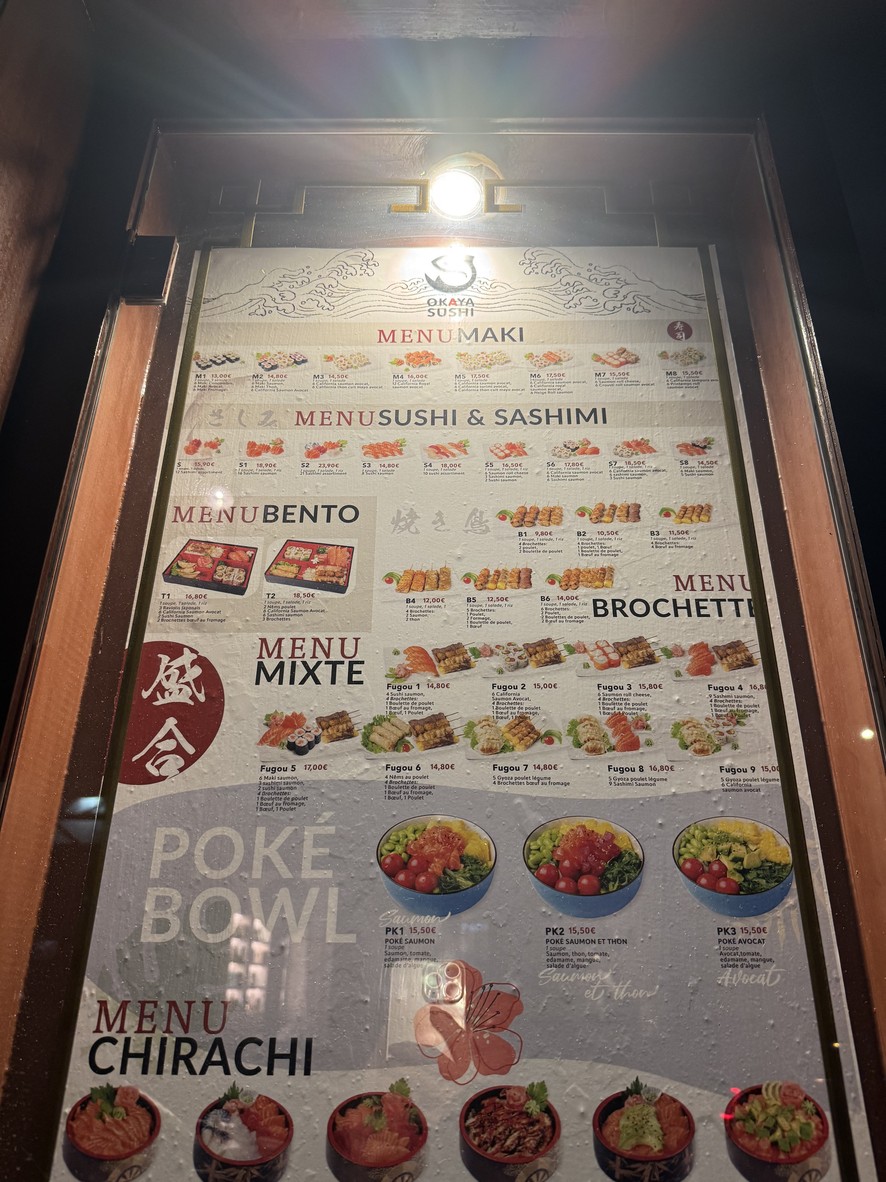 OKAYA SUSHI menu 1