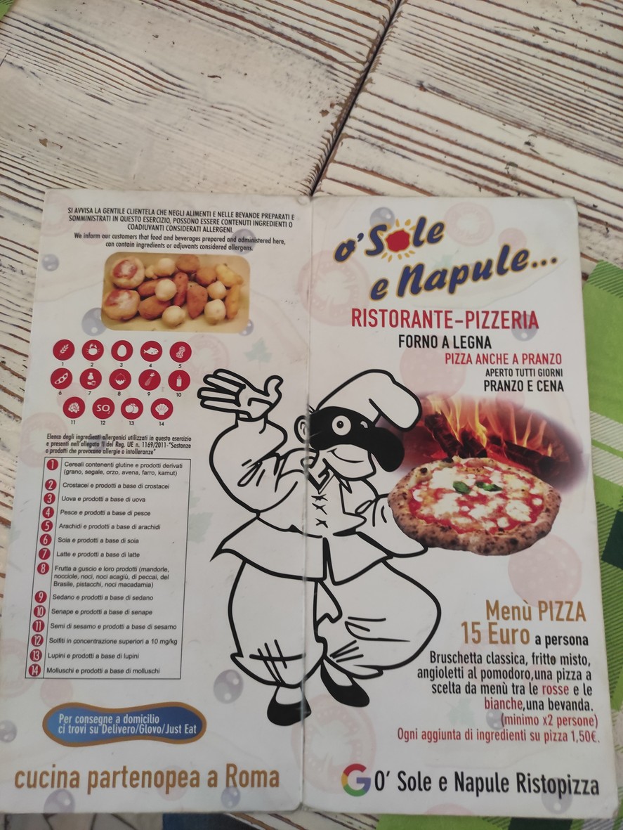 Pizzeria Napoletana con cucina O' Sole 'e Napule Prenestina menu 1