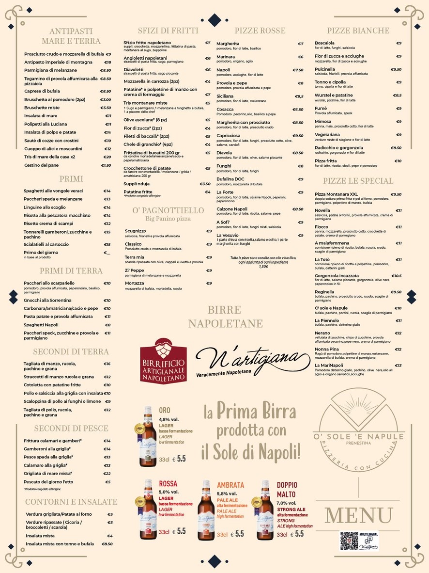 Pizzeria Napoletana con cucina O' Sole 'e Napule Prenestina menu 2