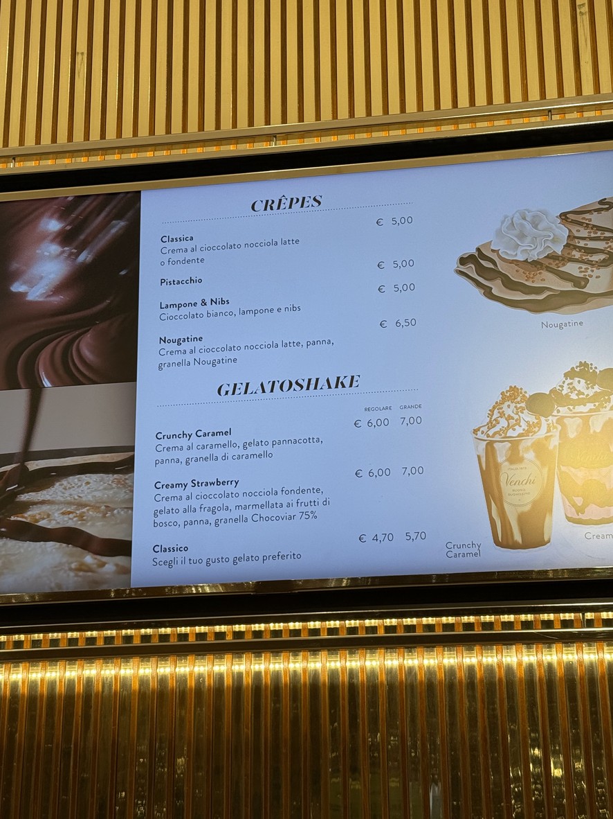 Venchi Cioccolato e Gelato Via del Corso menu 3