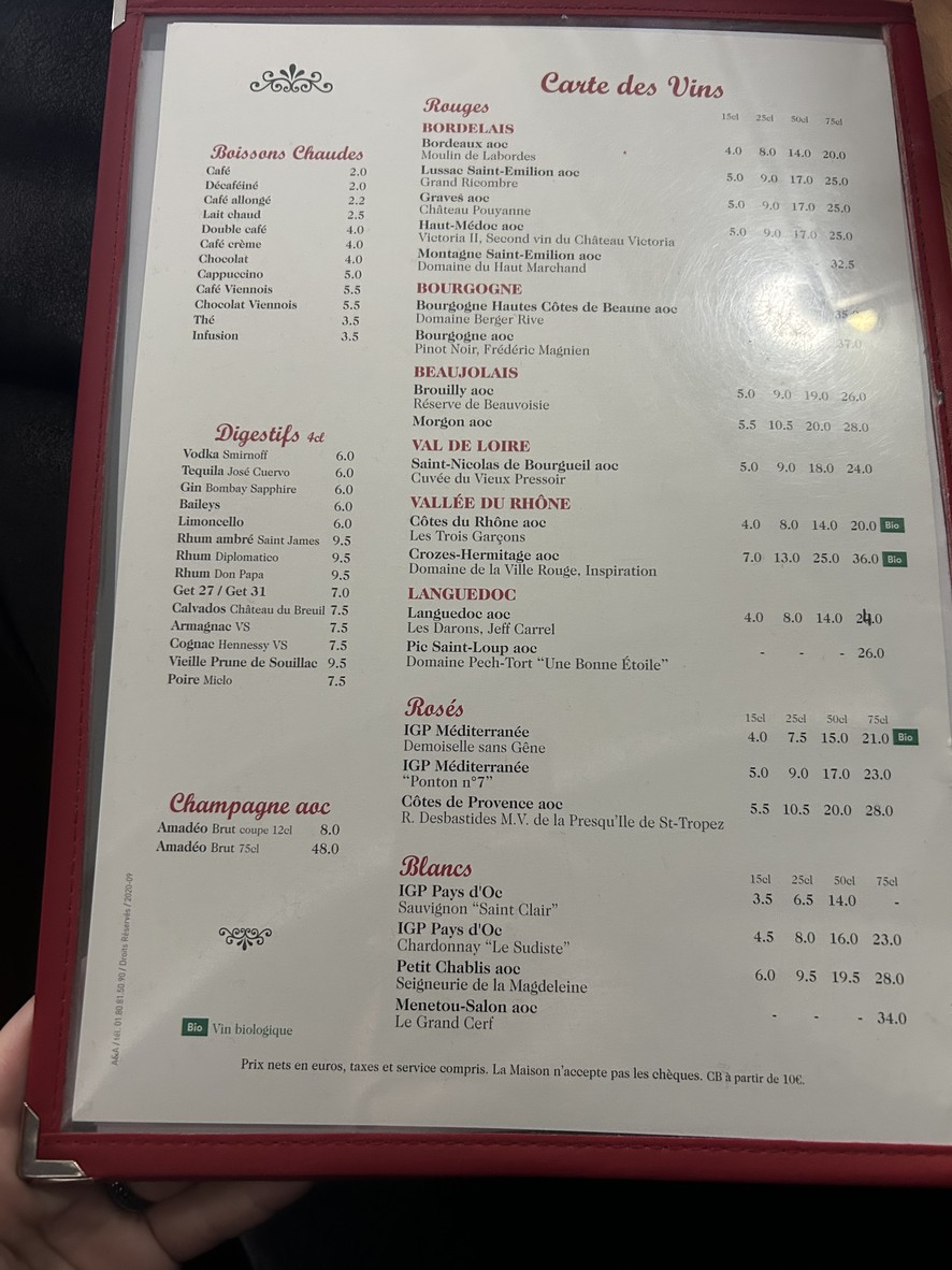 Le Zinc menu 2