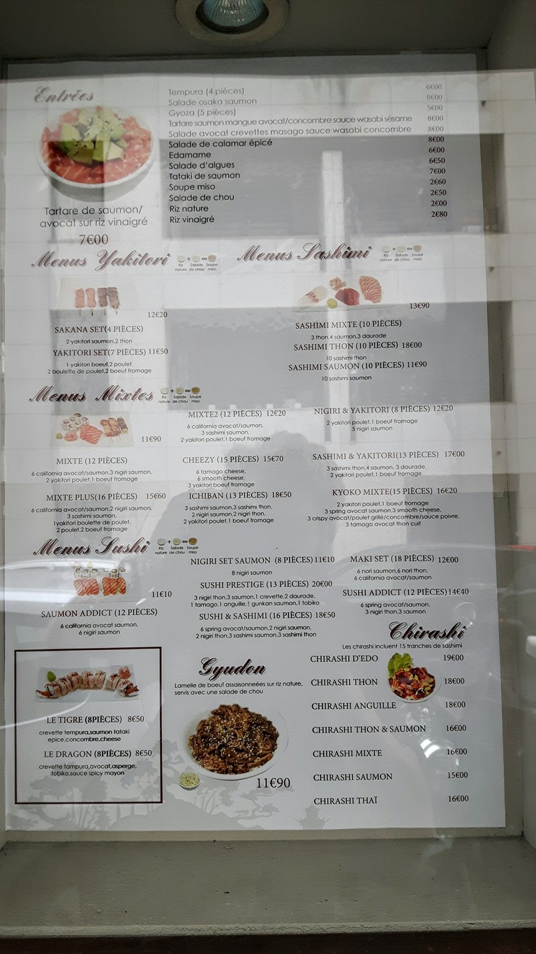 Kyoko Sushi menu 1