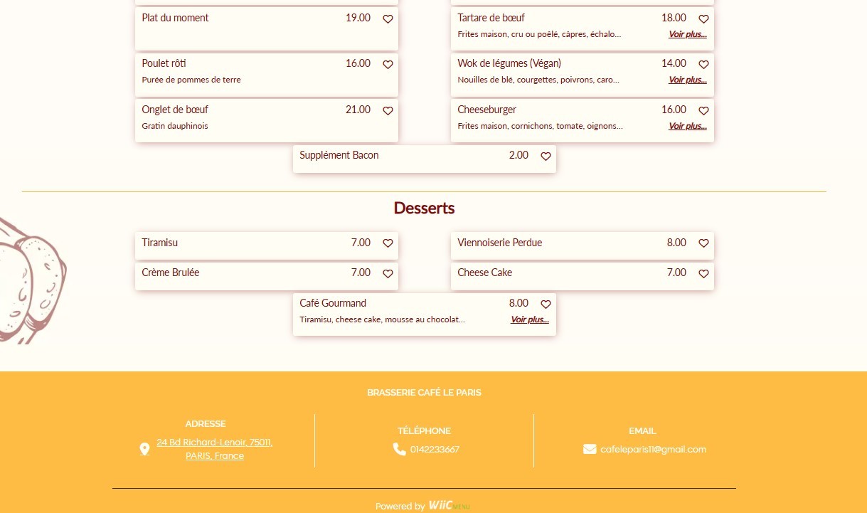 Le Paris Café menu 3