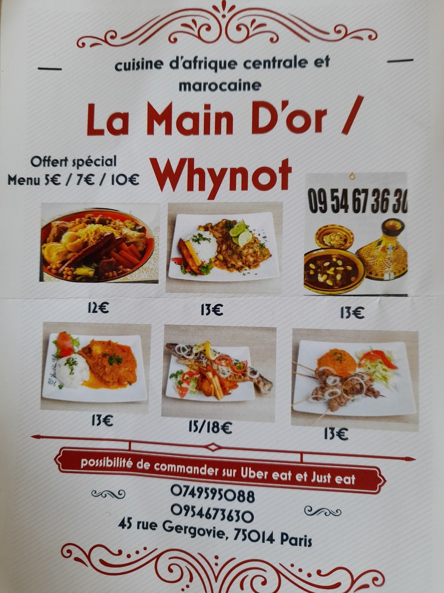 La Main d'Or - Mama Loboko menu 1