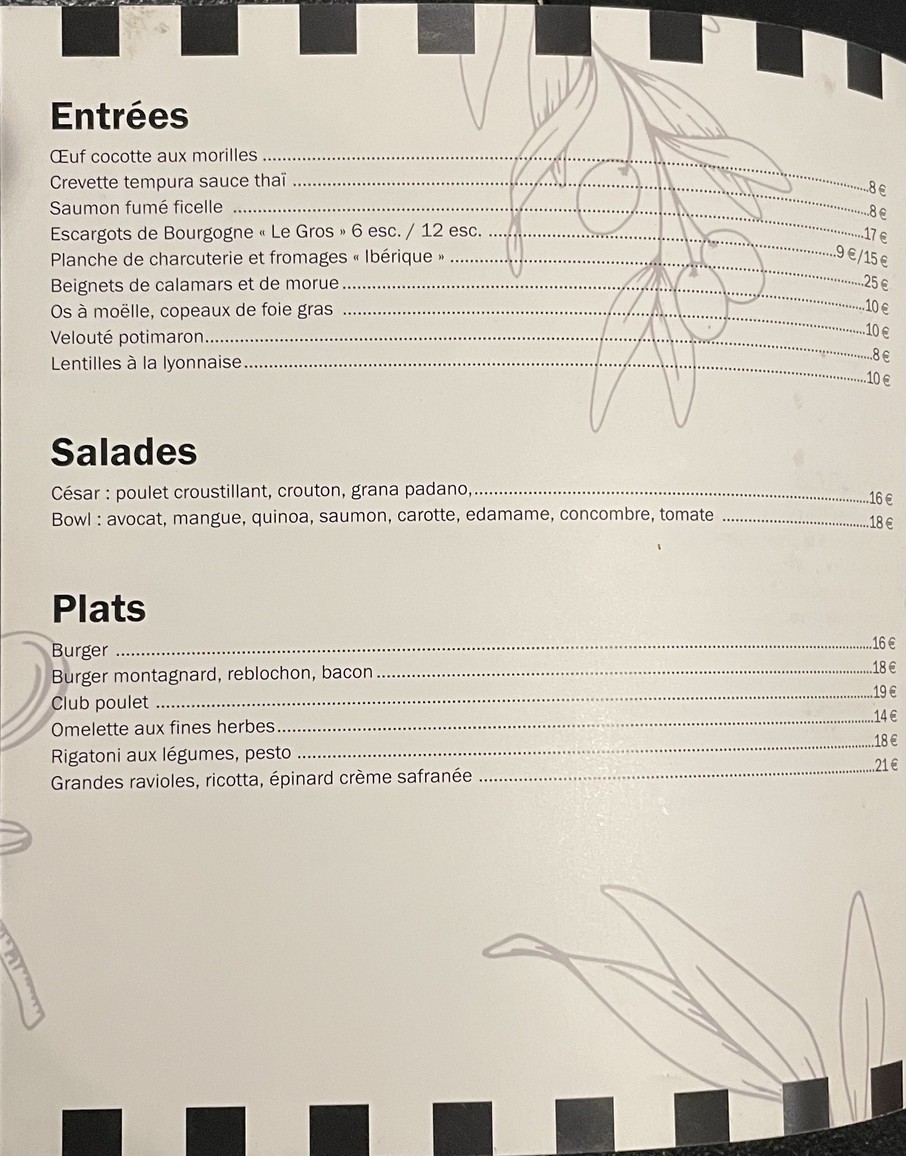 L'intermittent menu 1