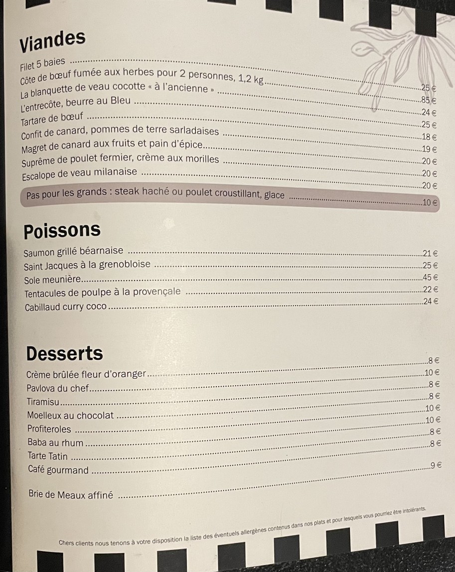 L'intermittent menu 2