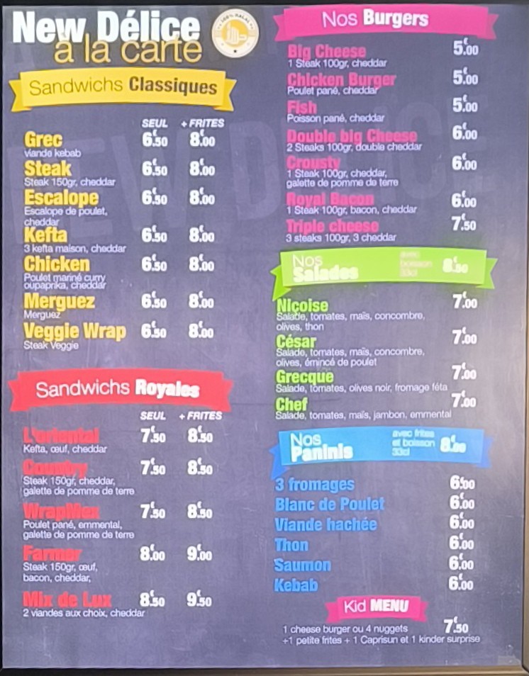 New Delice's menu 3