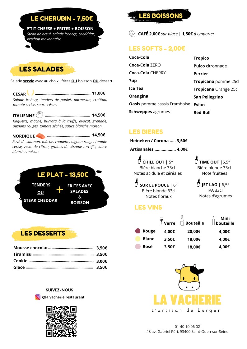La Vacherie menu 2