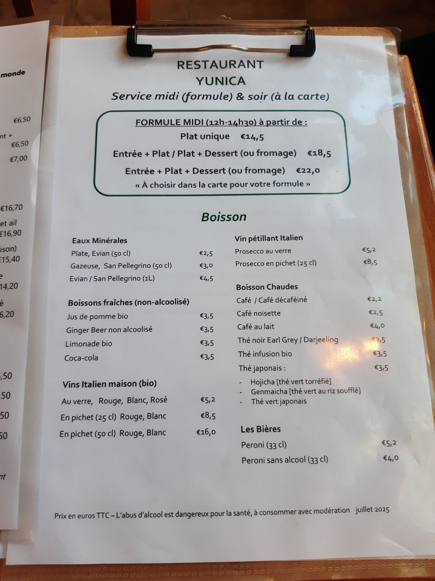 Yunica menu 1