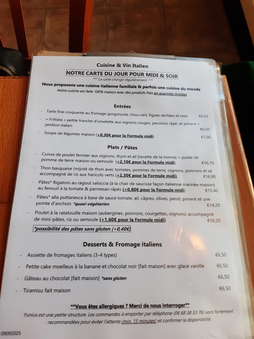 Yunica menu 2