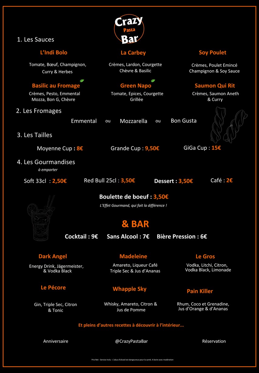 Crazy Pasta Bar menu 1