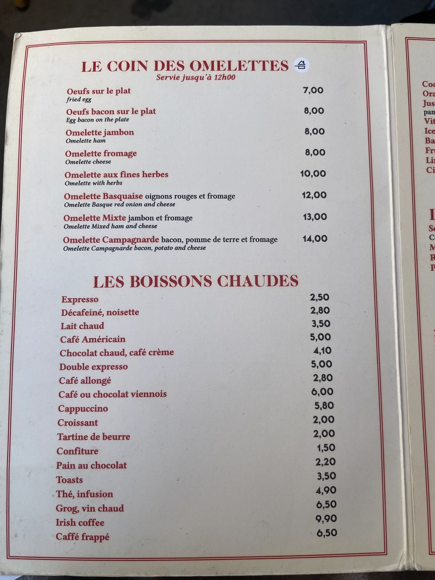 Le Brazza menu 1