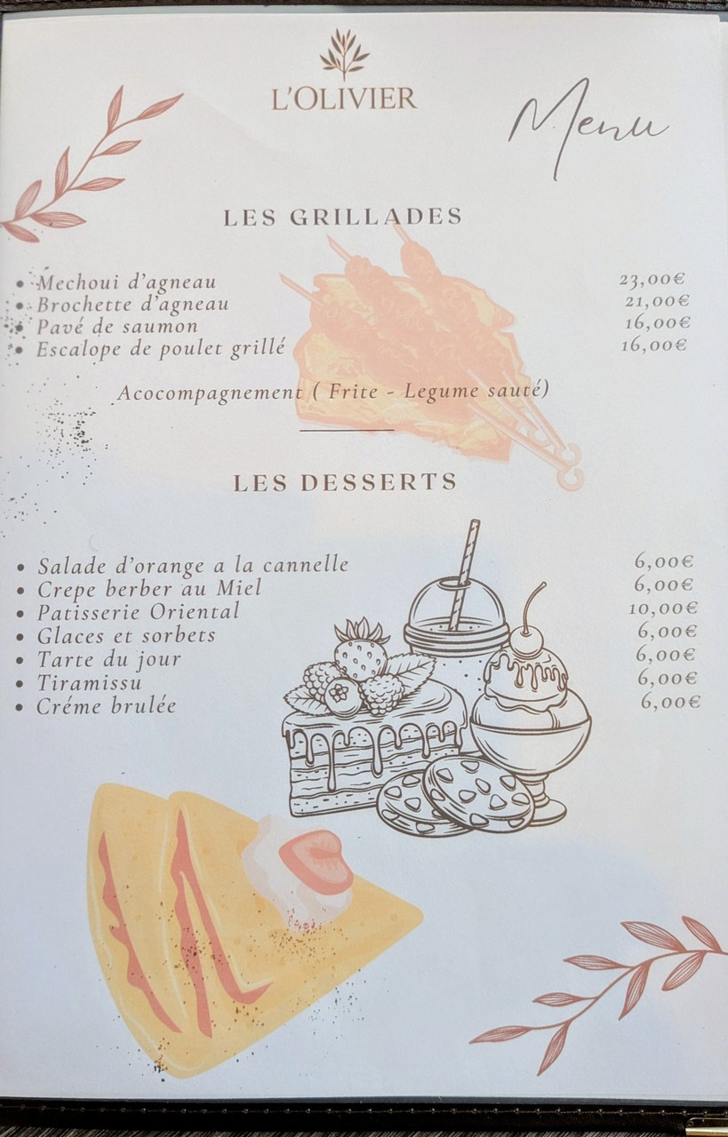L'Olivier menu 2