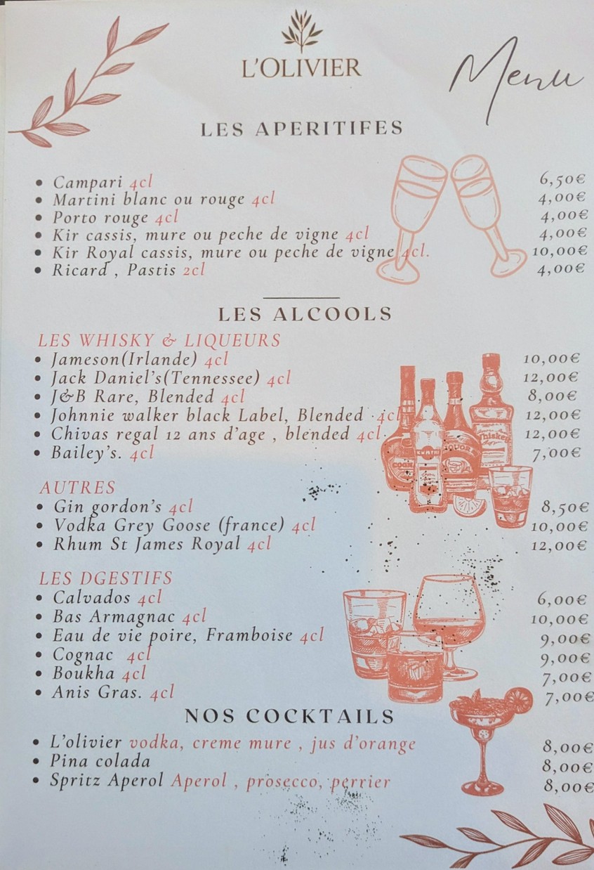 L'Olivier menu 3