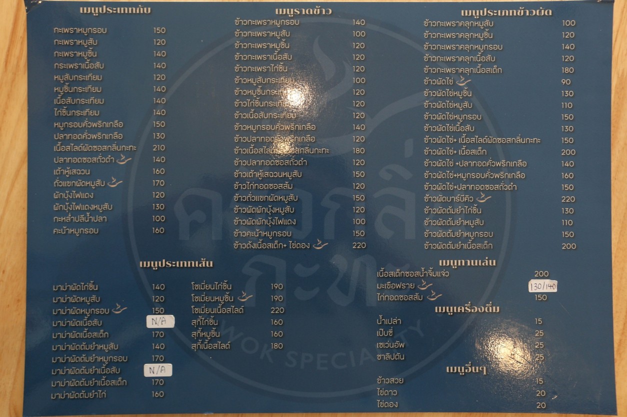 Krua Klinkata (ครัวกลิ่นกะทะ) sucursal Lat Phrao menu 1
