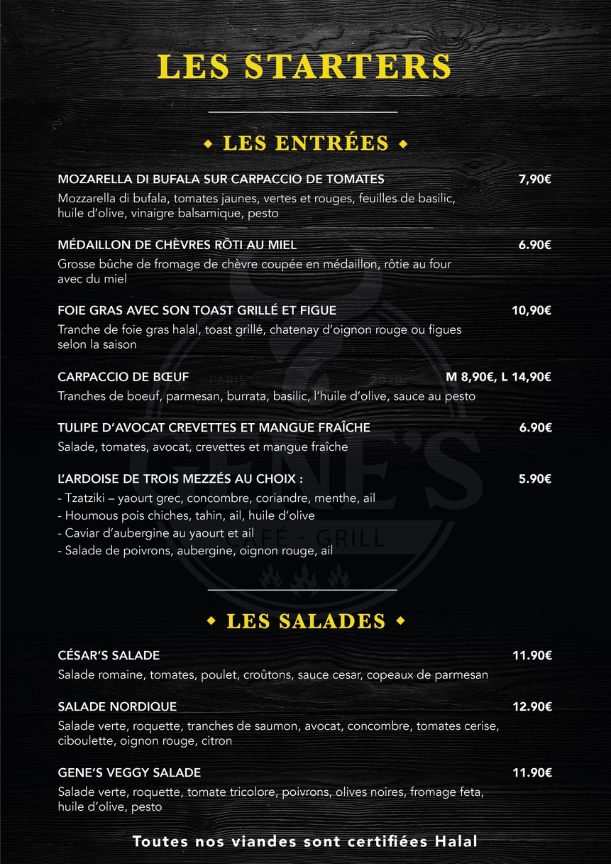 Gene's Steakhouse menu 1