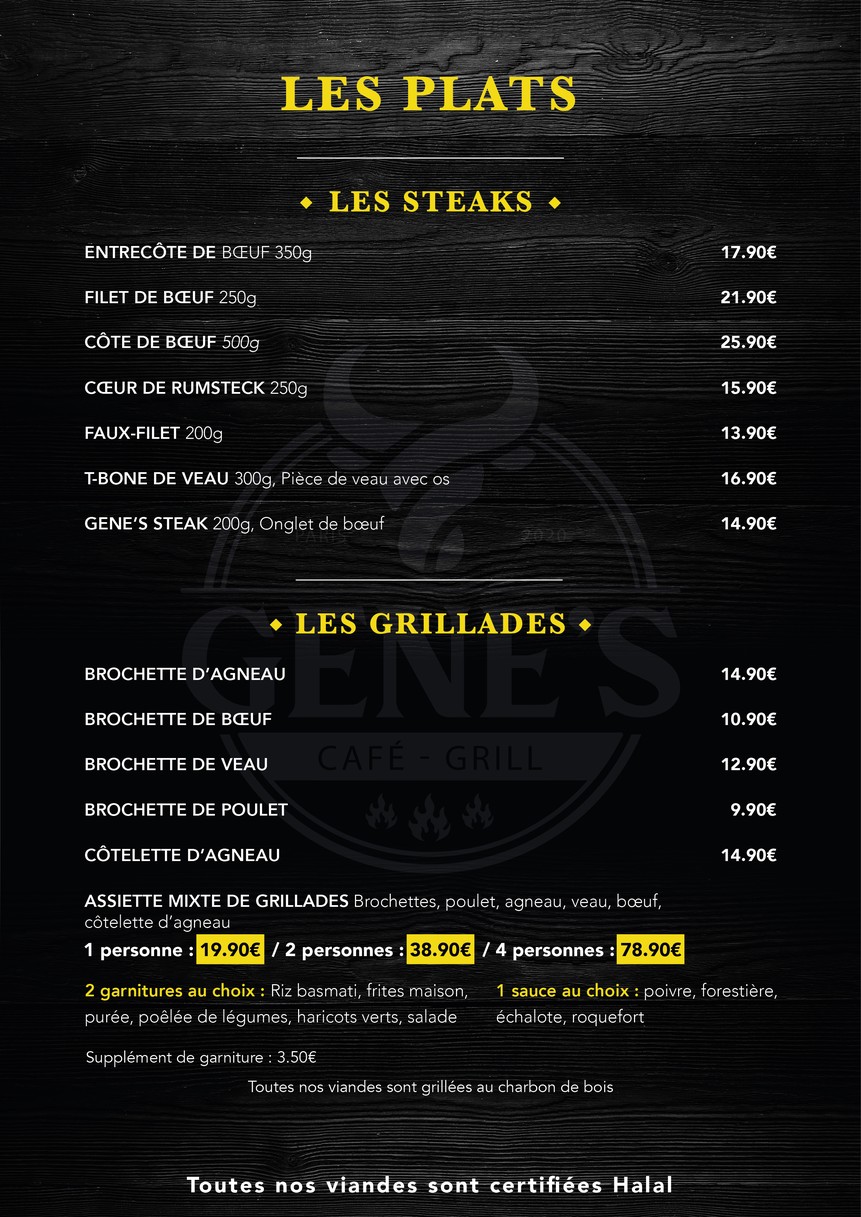 Gene's Steakhouse menu 2