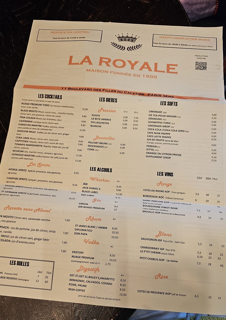 La Royale menu 2