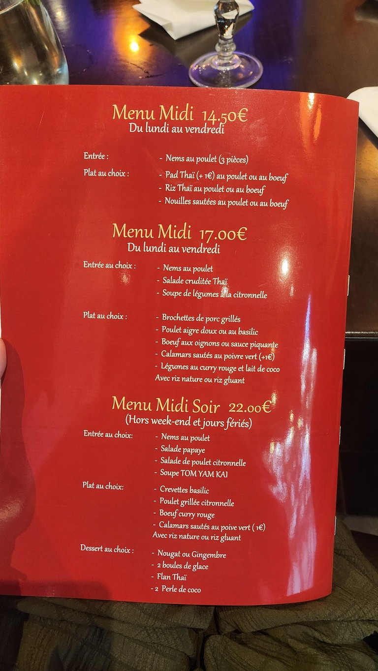 Thaï Viet Gourmet menu 1