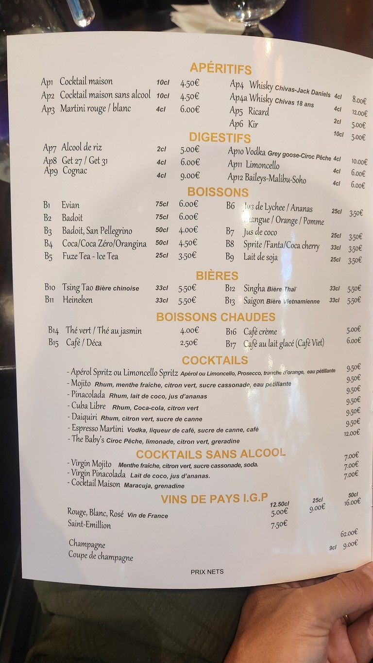 Thaï Viet Gourmet menu 7