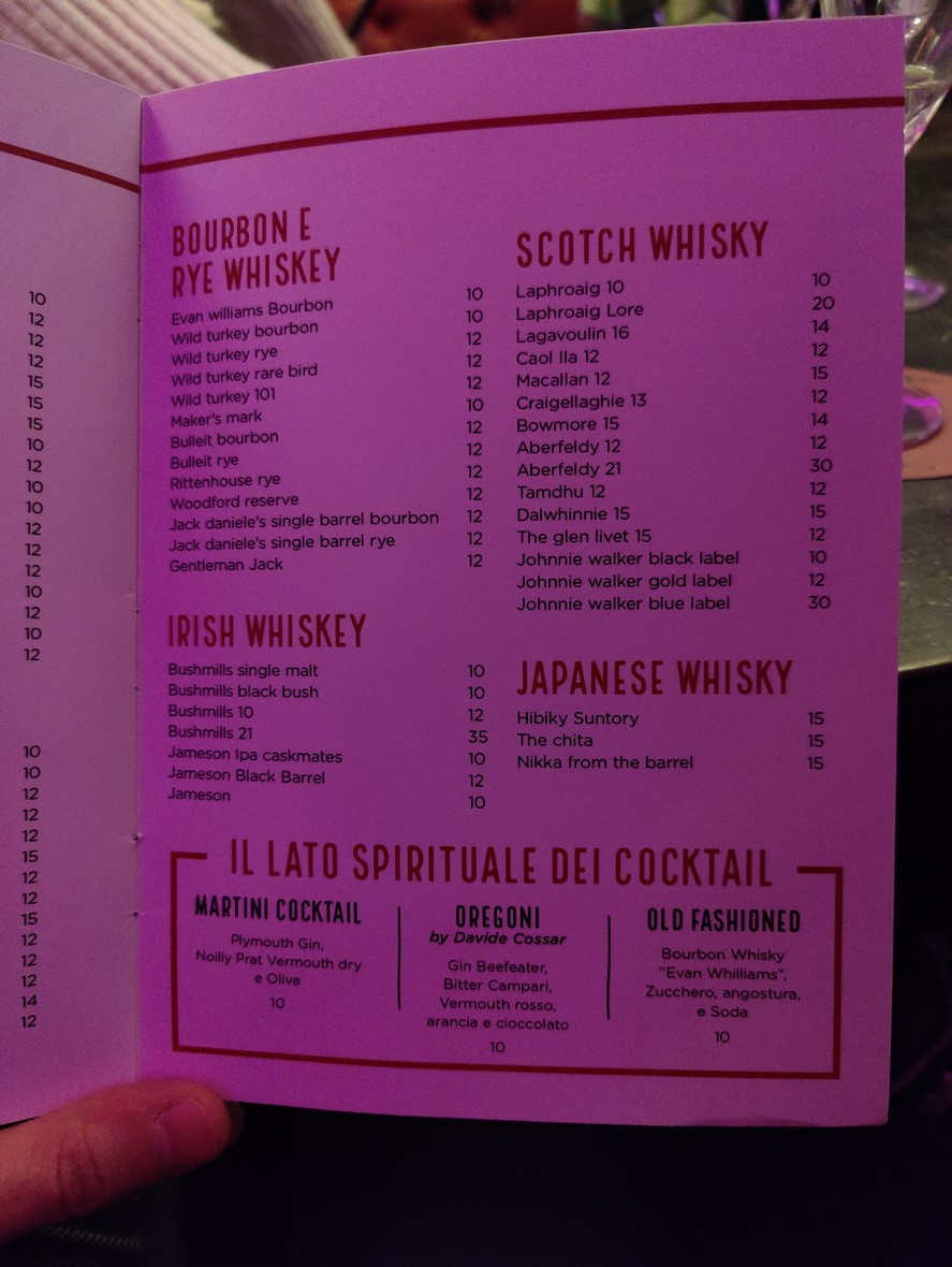 Spirito menu 2