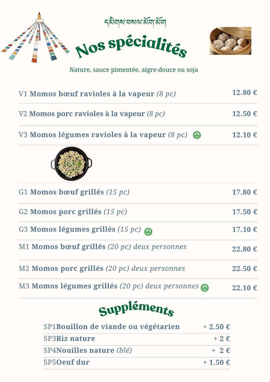 Le Cuistot tibétain menu 2