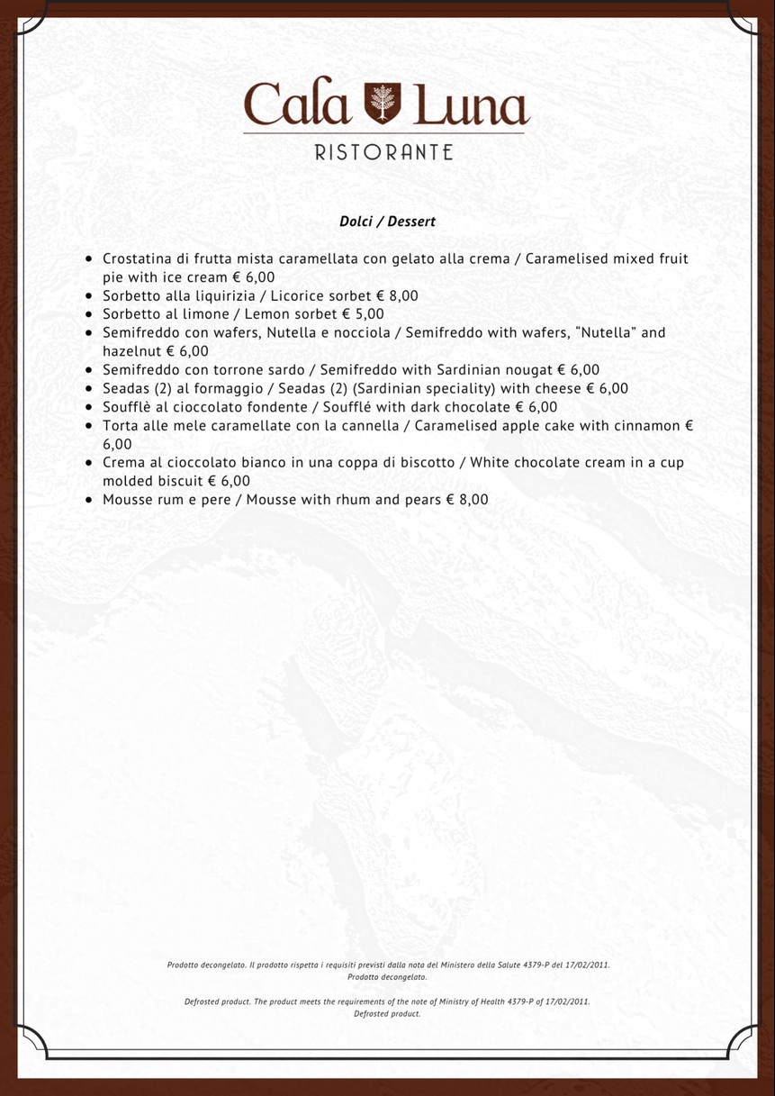 Cala Luna Ristorante Roma menu 4