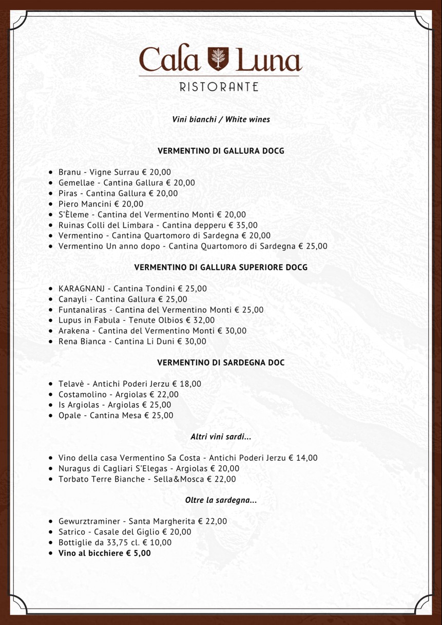 Cala Luna Ristorante Roma menu 6