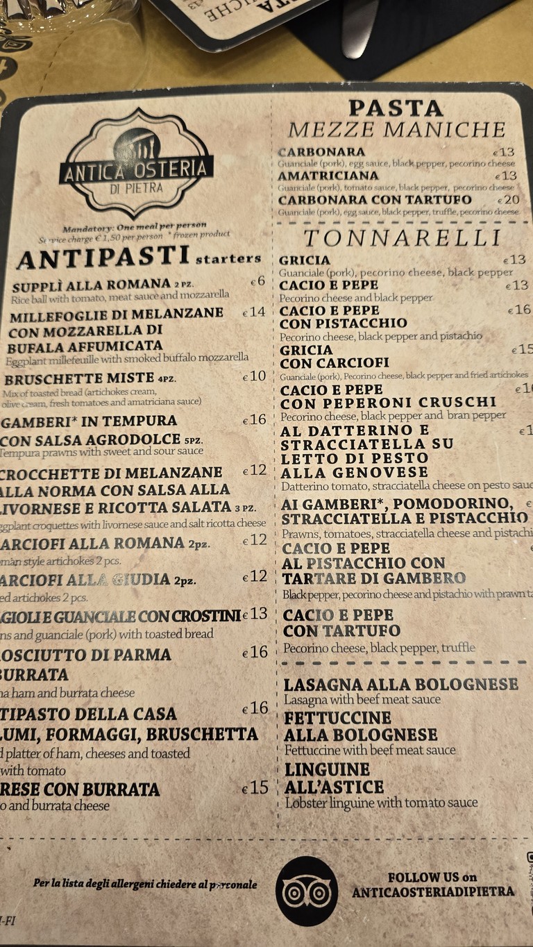 Antica Osteria di Pietra menu 2