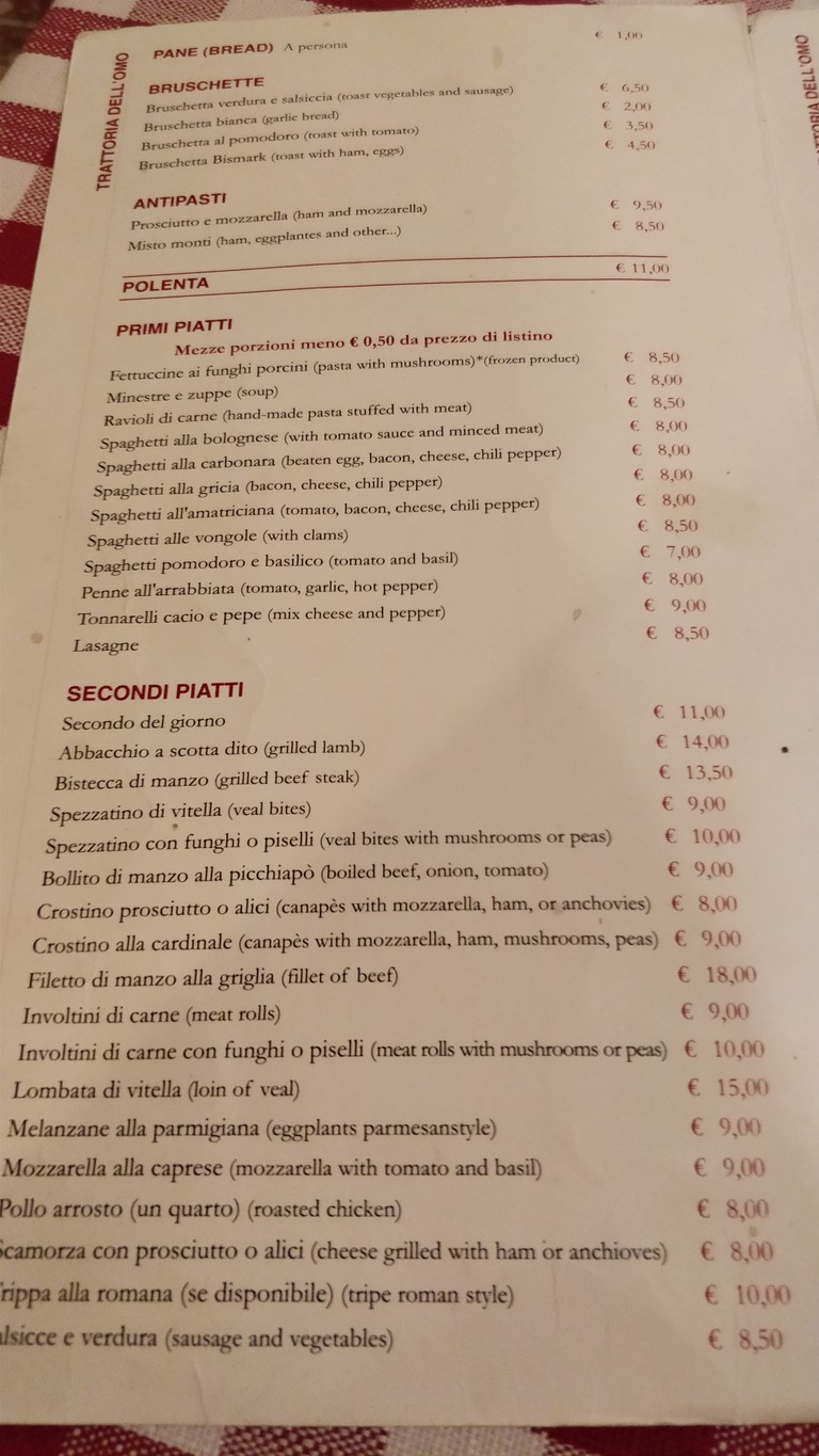 Trattoria dell'Omo (Marconi) menu 1