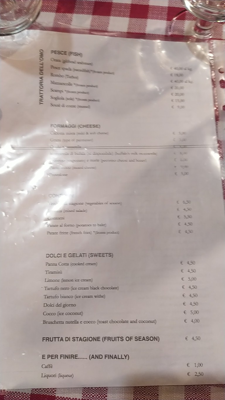 Trattoria dell'Omo (Marconi) menu 2