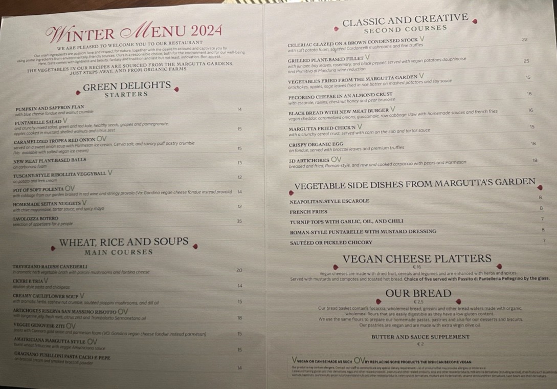 Il Margutta menu 1