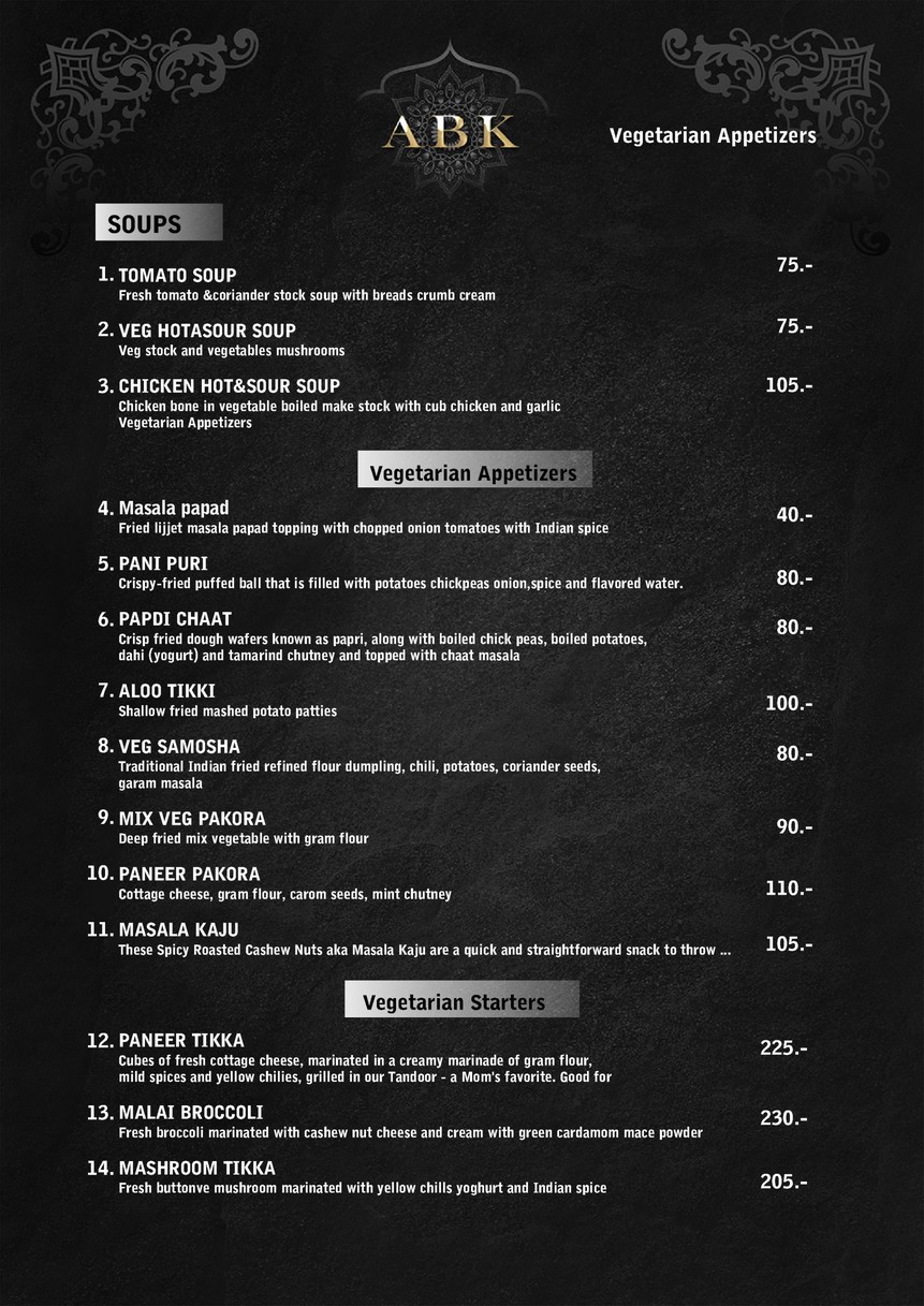 ABK 香料厨房 印度餐厅 menu 1