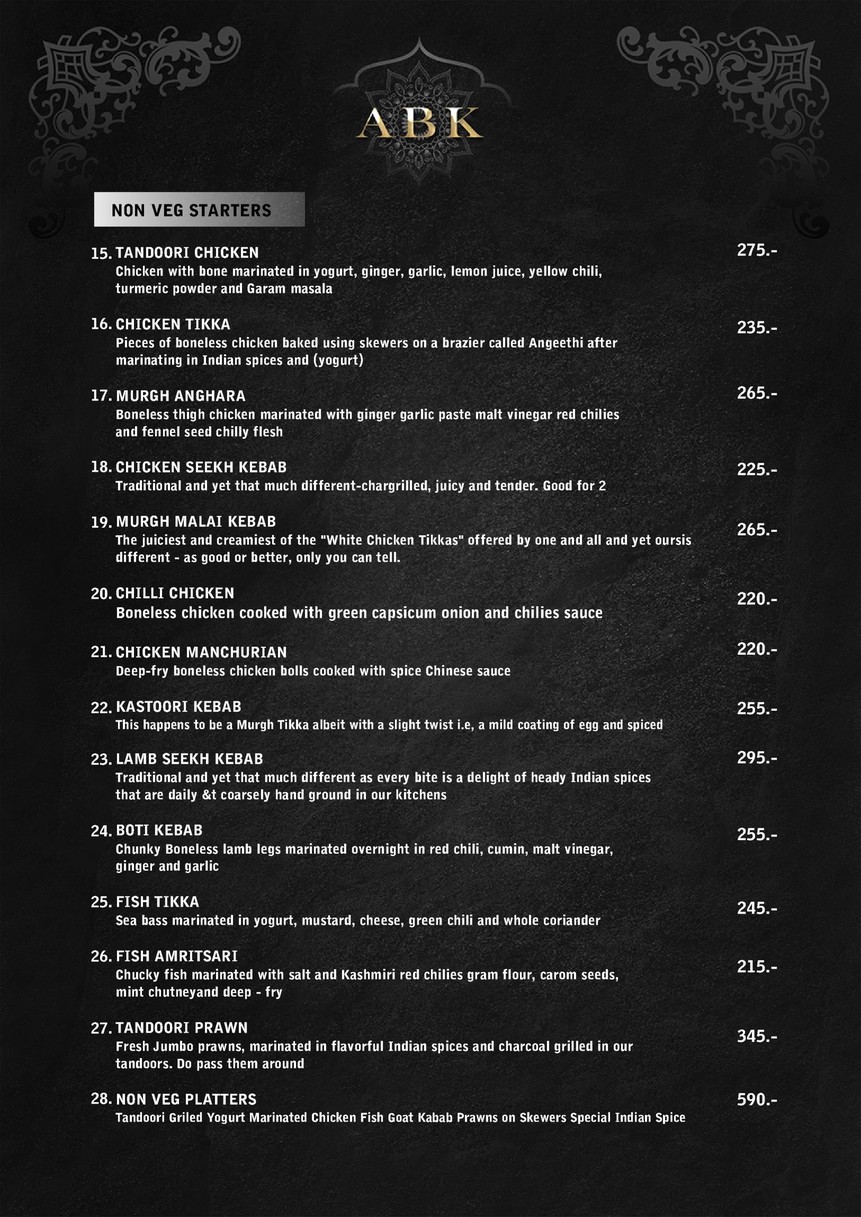 ABK 香料厨房 印度餐厅 menu 2