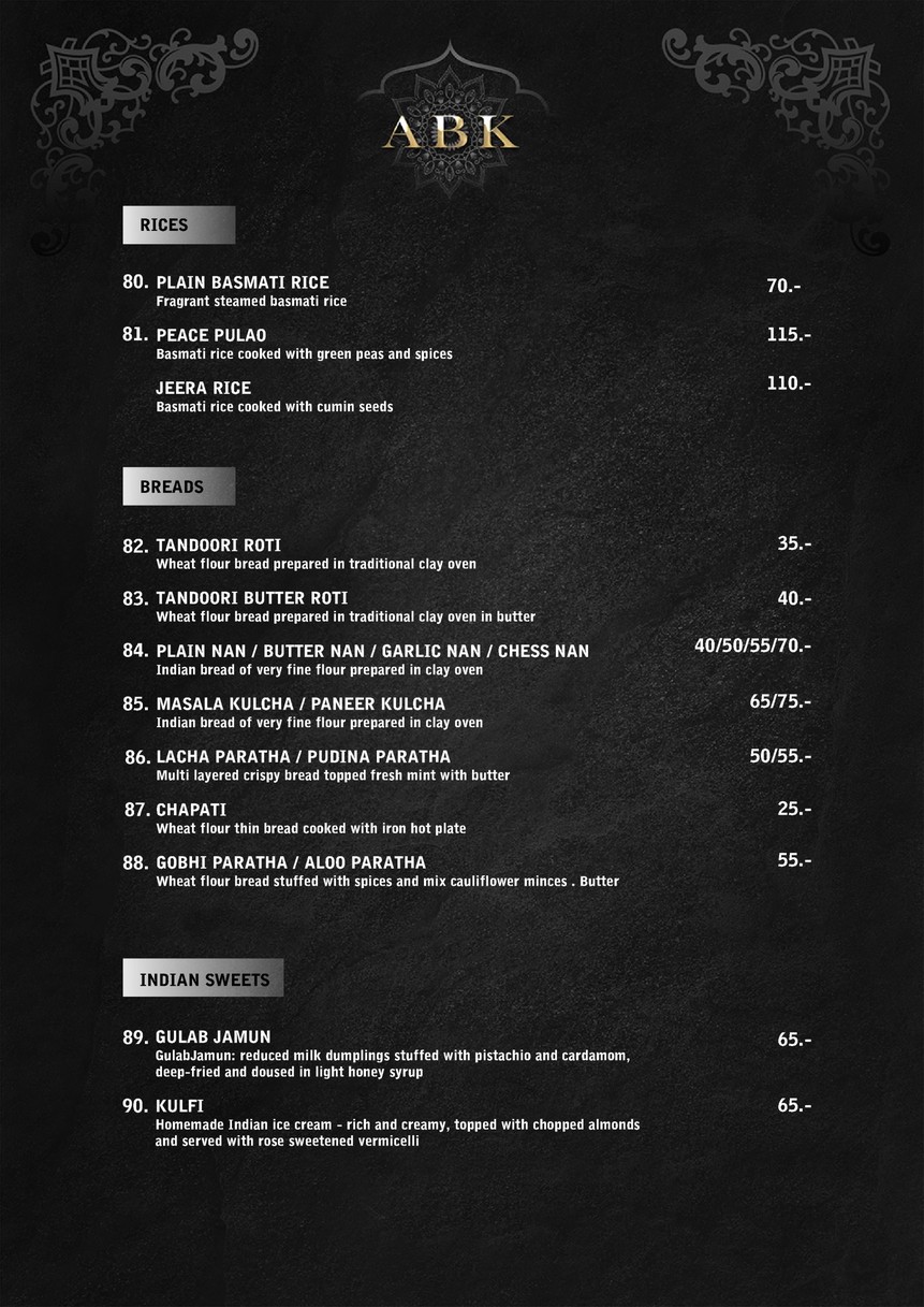 ABK 香料厨房 印度餐厅 menu 8