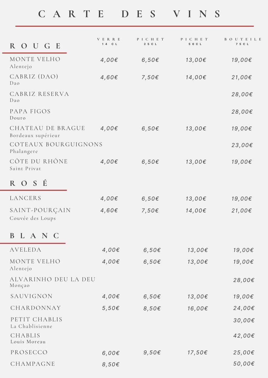 Le Petit Pressour menu 1