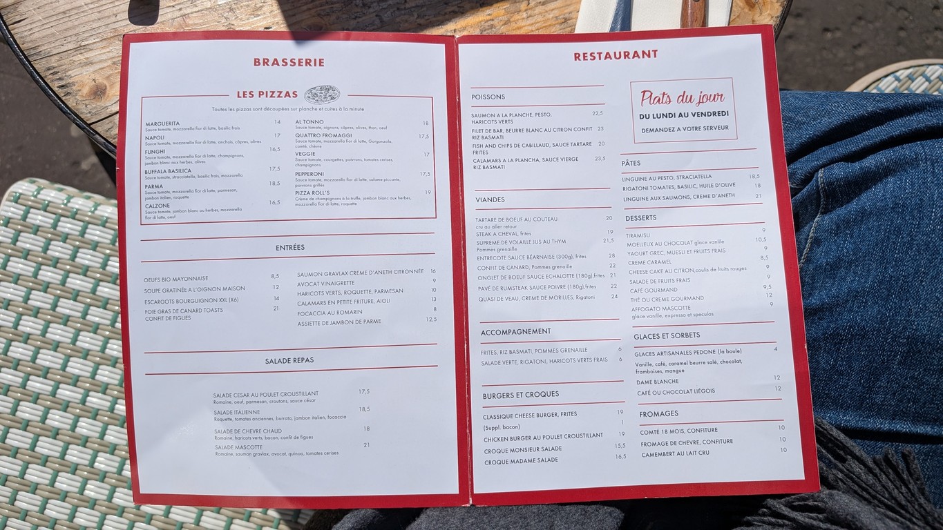 La Mascotte Ternes menu 2