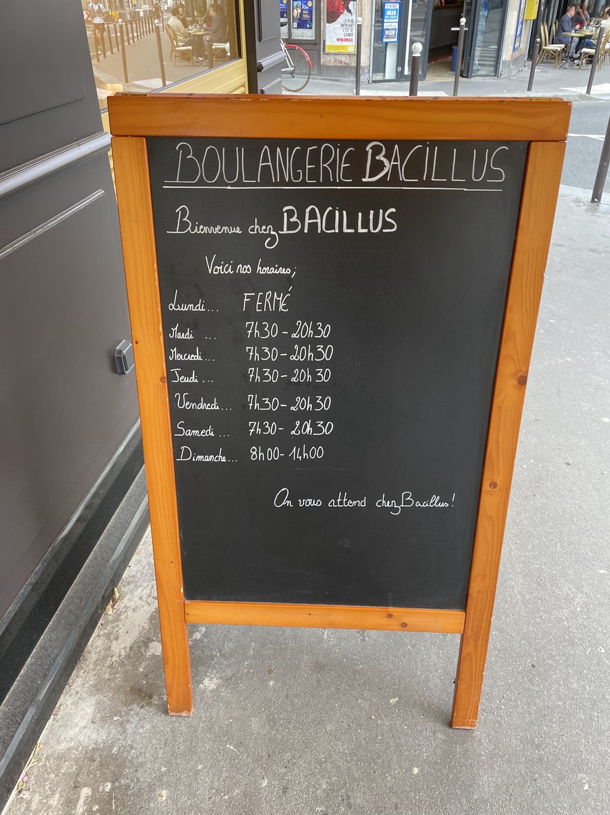 Boulangerie Bacillus - Jonquière Paris 17 menu 1